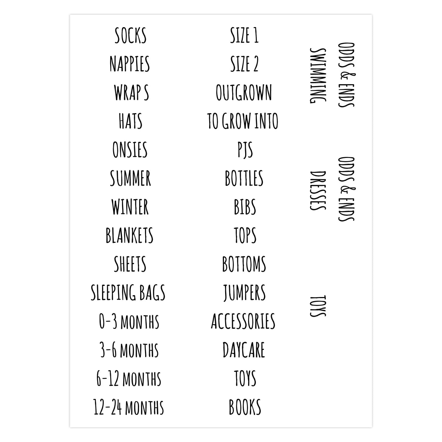 Baby Organisational Labels - Clear - Rectangular