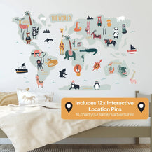 Bright Interactive World Map Wall Decal