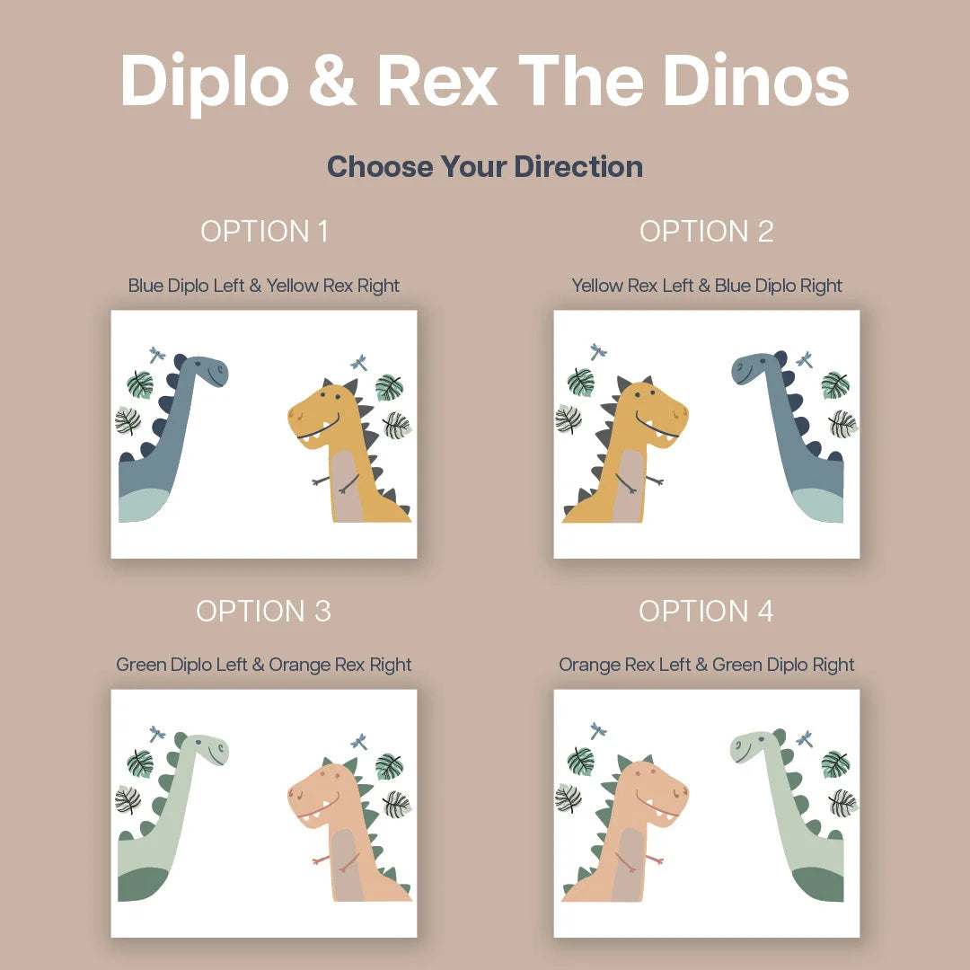 Diplo &amp; Rex The Dinos - Kids Wall Decal - Decals - Animals