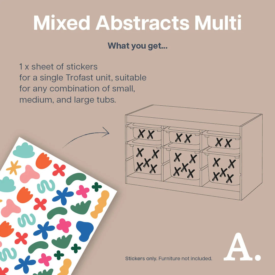 Mixed Abstracts Multi - Storage Tub Decals - Organisational