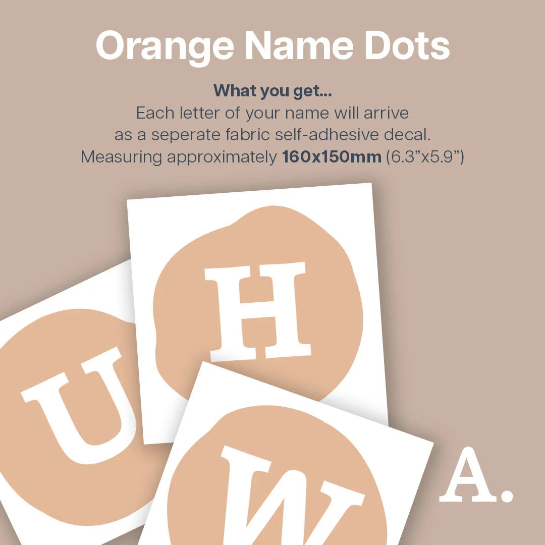 Orange Personalised Name Dots - Decals - Name Dots