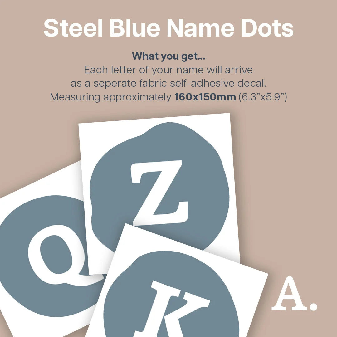 Steel Blue Personalised Name Dot Decals - Decals - Name Dots