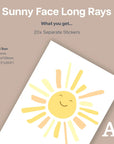 Sunny Face - Long Rays - Decals - Rainbow Sun Clouds