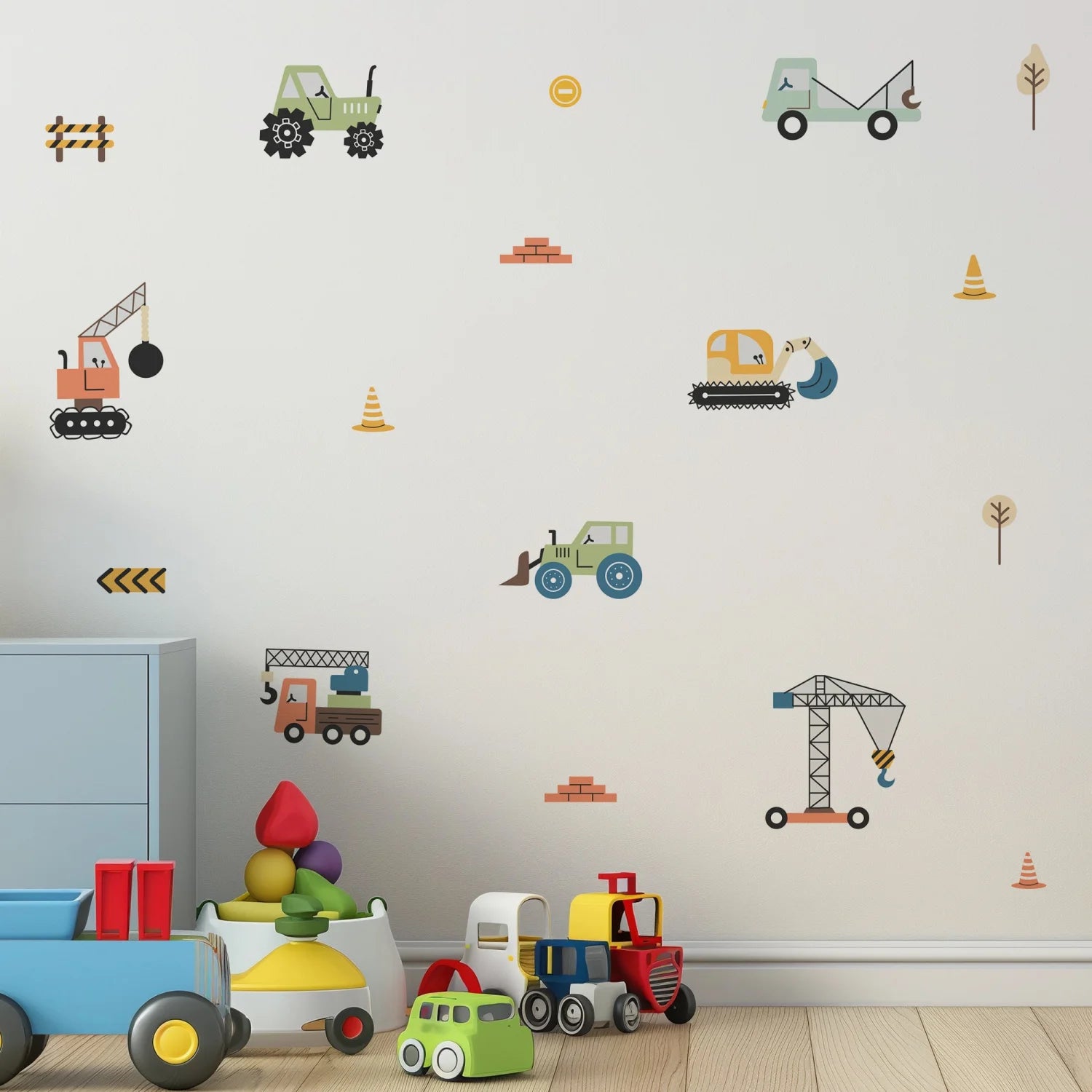 Vibrant Construction Zone Wall Decals - Decals - Transport